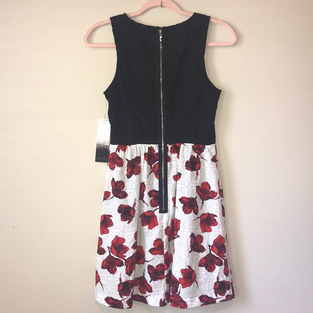 NWT Kensie Black Lace and Red Poppy Dress, Size XS - Picture 2 of 4